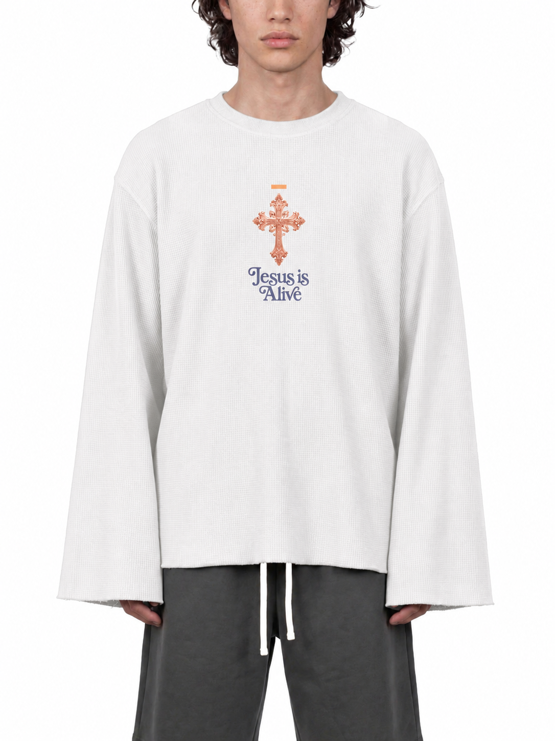 Jesus is Alive Knicks in Five Waffle Raw Edge T-Shirt