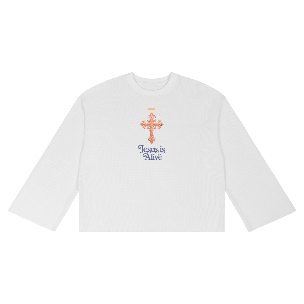 Jesus is Alive Knicks in Five Waffle Raw Edge T-Shirt