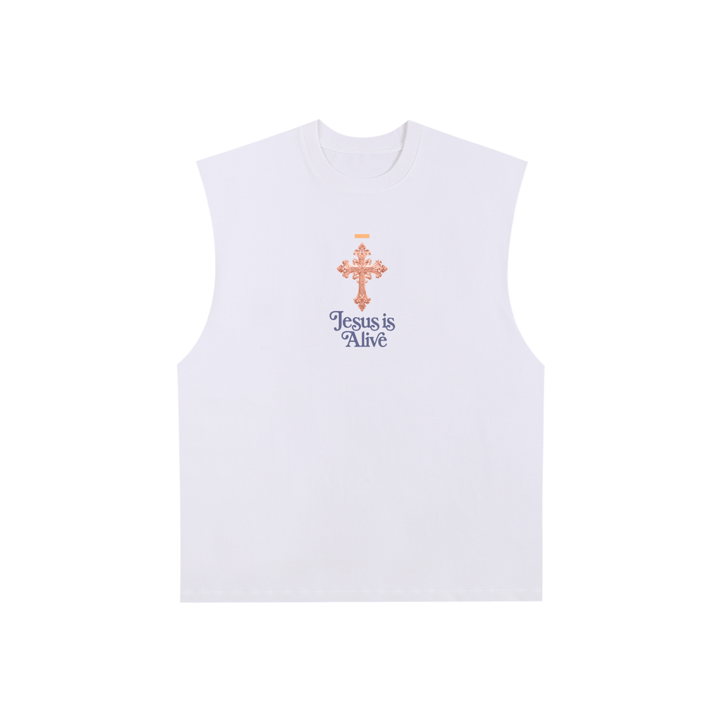 Jesus is Alive Knicks in Five Raw Edge Cotton Tank Top